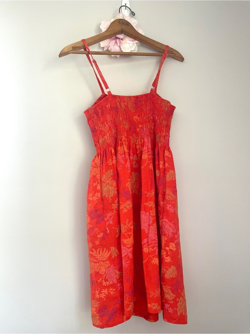 Universal Thread Floral Smocked Mini Sundress Orange Coral XS - Picture 5 of 7
